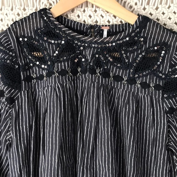 Free people bohemian beaded embroidered top sz XS - Picture 2 of 9